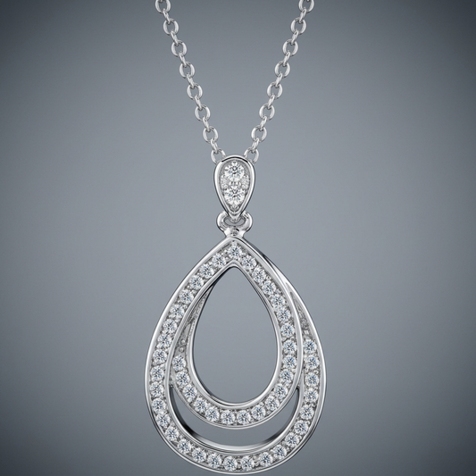 Avera Evening Teardrop Pendant In Polished Silver by Avera Group