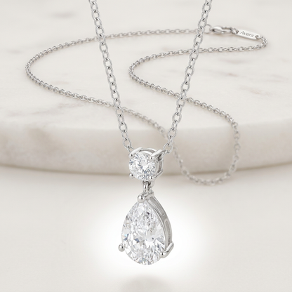 Avera Chandelier Pear Cubic Zirconia Pendant Necklace by Avera Group