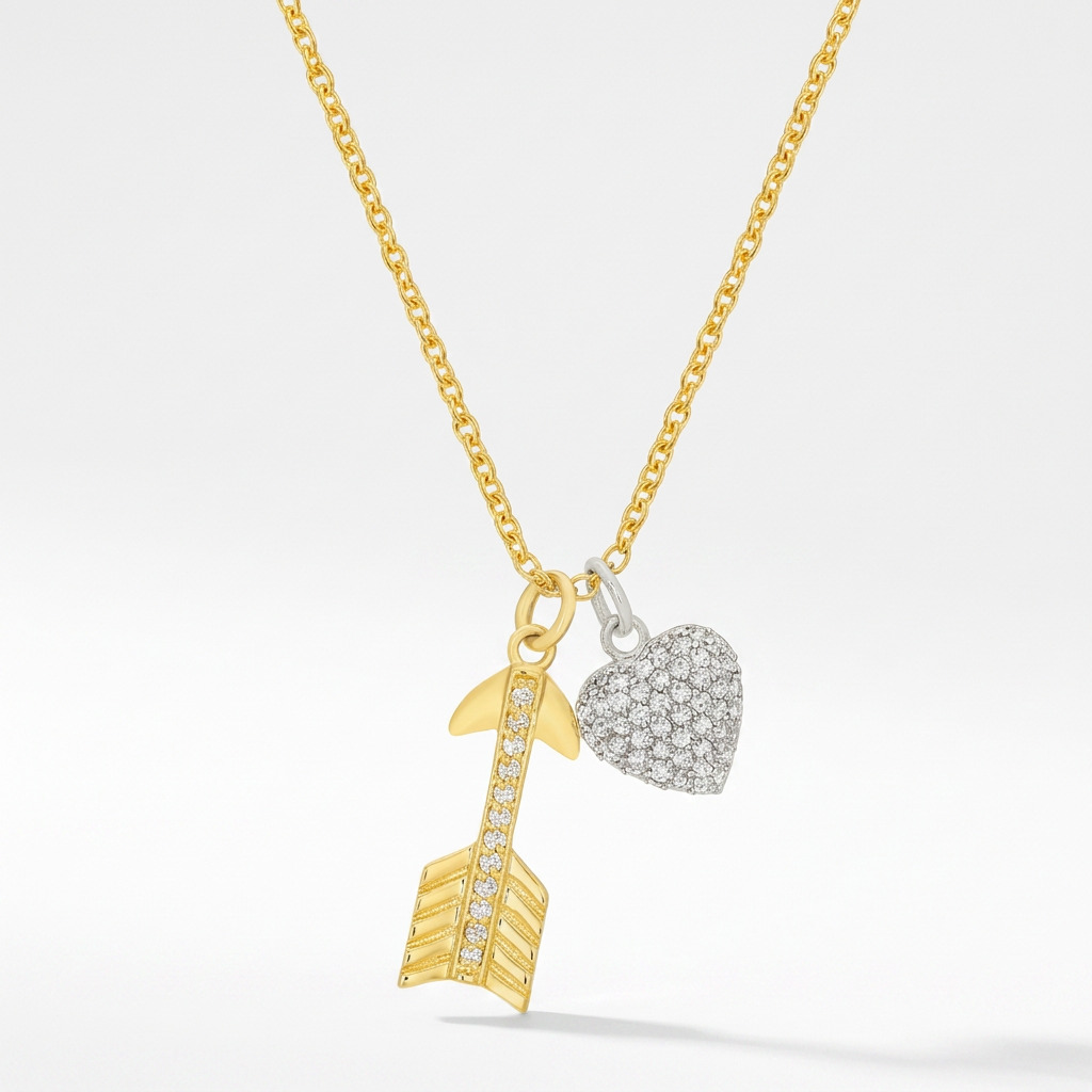 Avera Pave Heart and Arrow Pendant in Radiant Gold by Avera Group