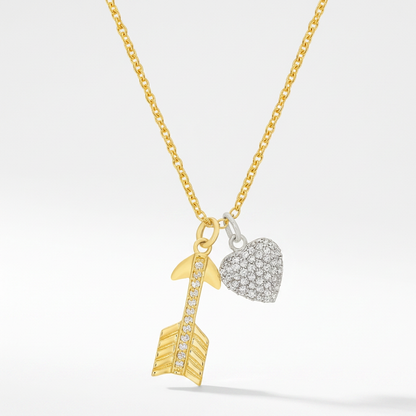 Avera Pave Heart and Arrow Pendant in Radiant Gold by Avera Group