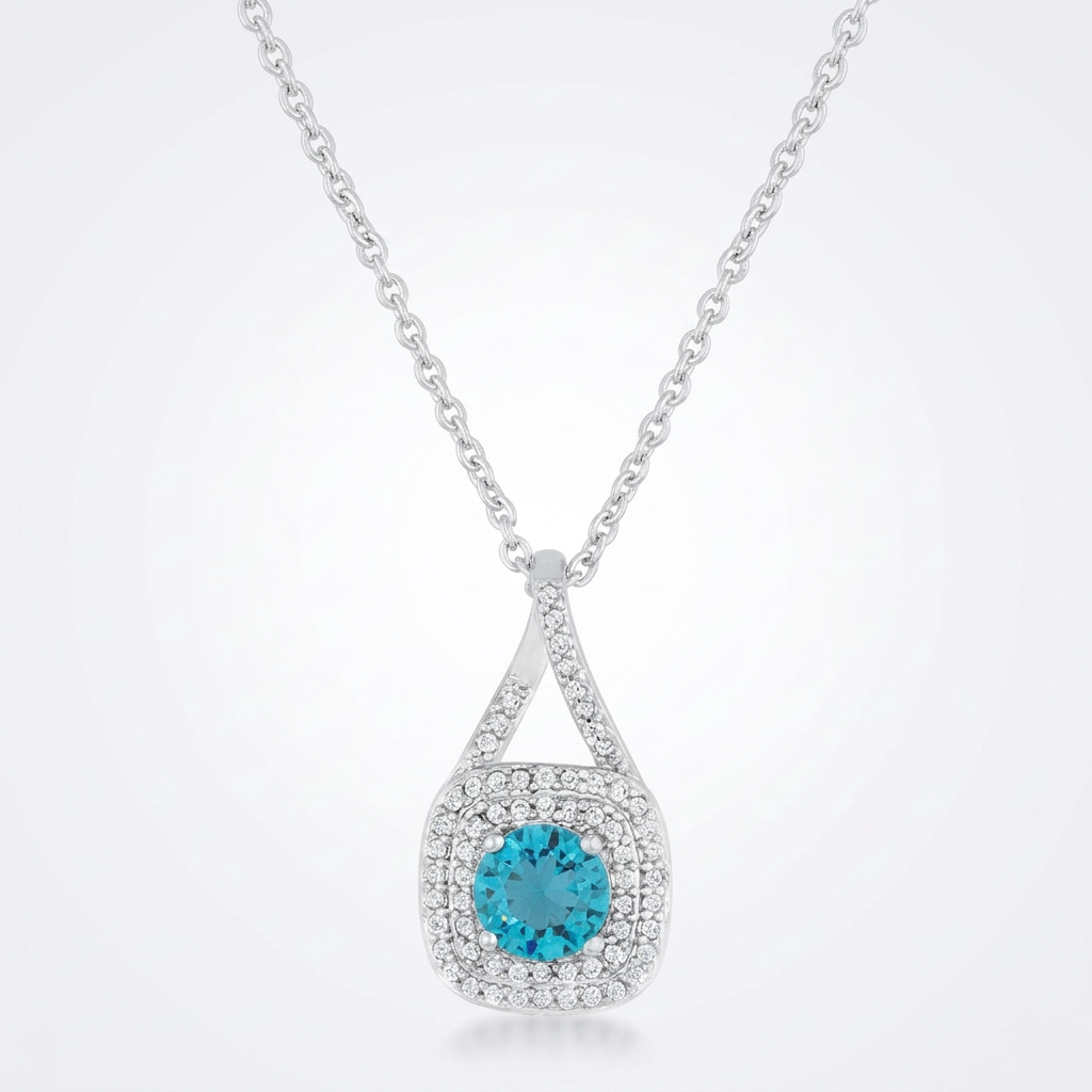 Avera Christal 1.2ct Cz Classic Necklace In Turquoise/Aqua by Avera Group