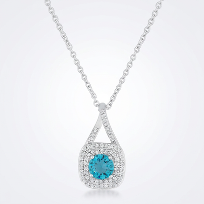 Avera Christal 1.2ct Cz Classic Necklace In Turquoise/Aqua by Avera Group