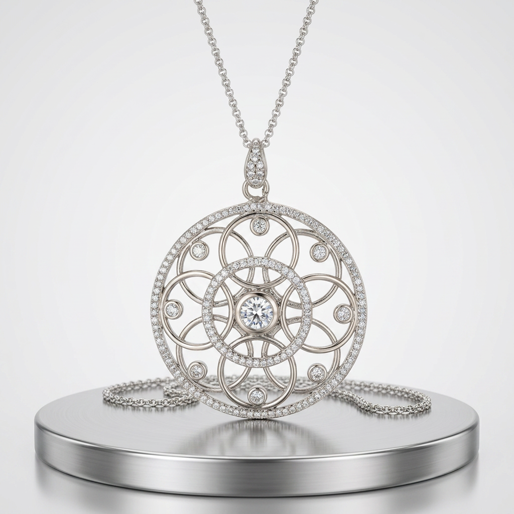 Avera 1.4 Ct Pendant Necklace With Interlocking Circles And Cubic Zirconia by Avera Group