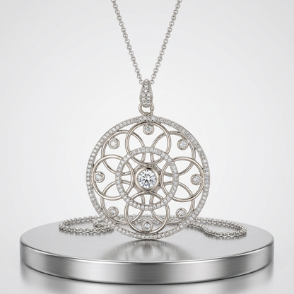 Avera 1.4 Ct Pendant Necklace With Interlocking Circles And Cubic Zirconia by Avera Group