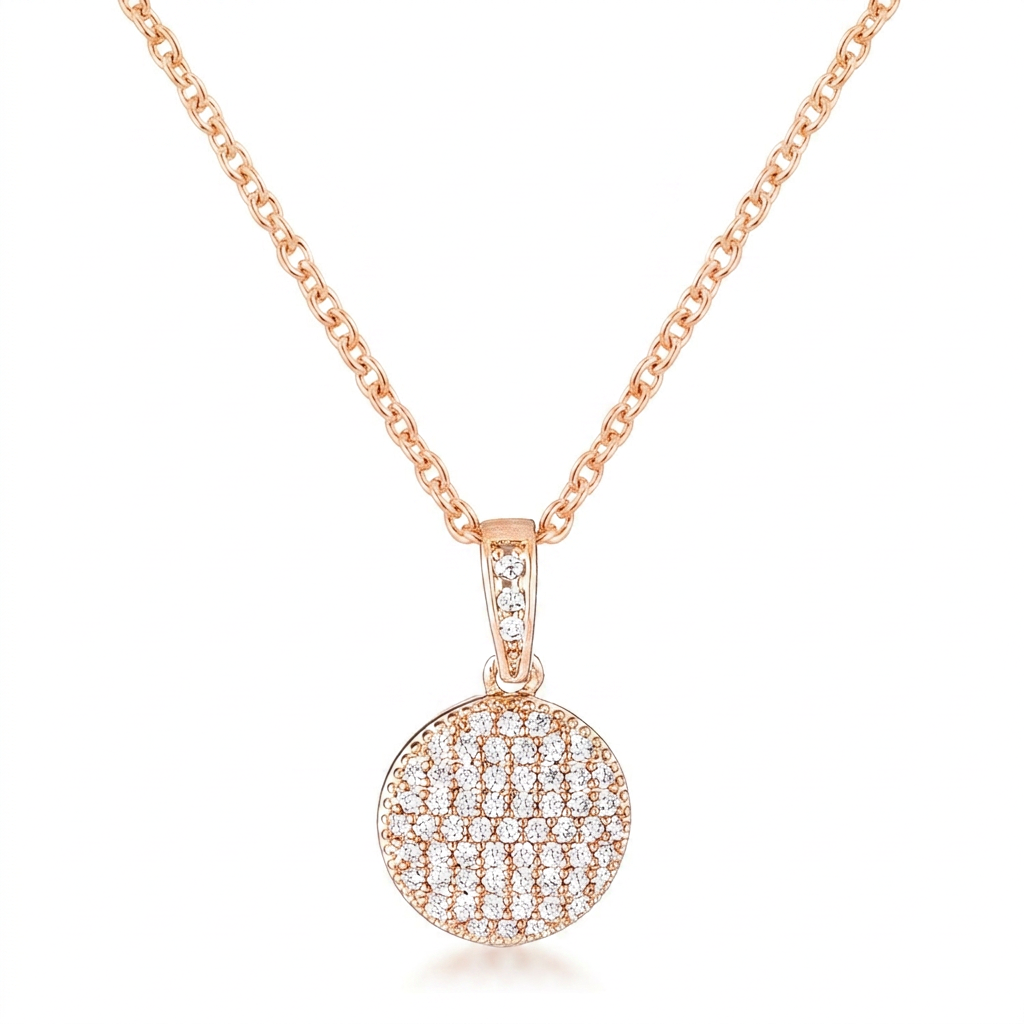 Avera Radiant CZ Disk Pendant Necklace in Pink by Avera Group