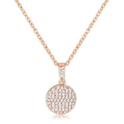 Avera Radiant CZ Disk Pendant Necklace in Pink by Avera Group
