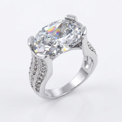 Avera Oval Triplet Cubic Zirconia Ring in Sterling Silver by Avera Group