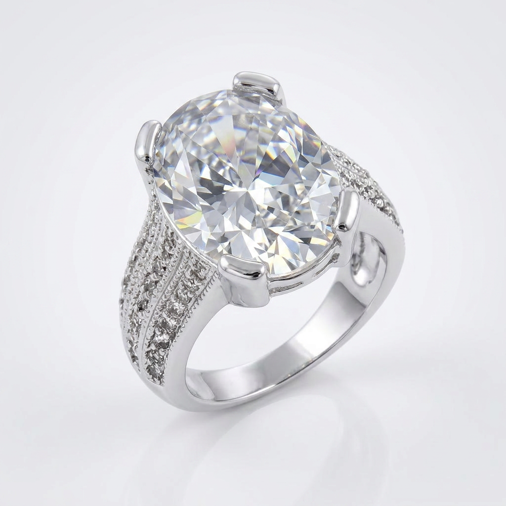 Avera Oval Triplet Cubic Zirconia Ring in Sterling Silver by Avera Group