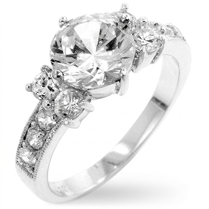 Avera Simplicity Engagement Ring in Sterling Silver by Avera Group