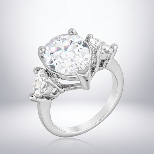 Avera Cubic Zirconia Pear Triplet Ring in Sterling Silver by Avera Group