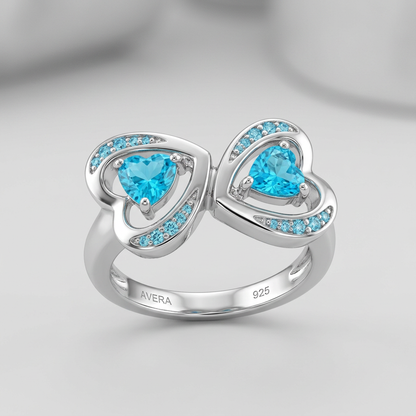 Avera Mirro Hearts Ring In Turquoise And Aqua by Avera Group