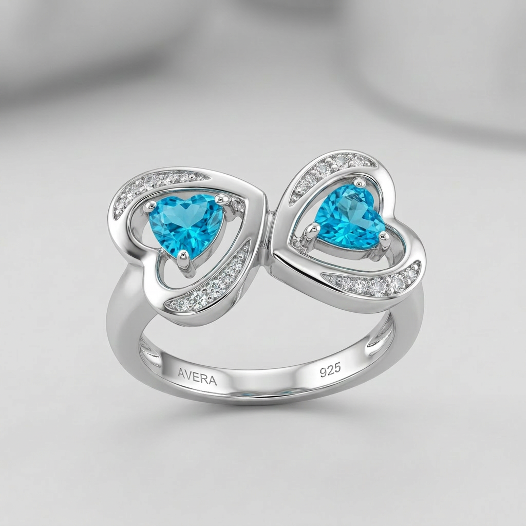 Avera Mirro Hearts Ring In Turquoise And Aqua by Avera Group