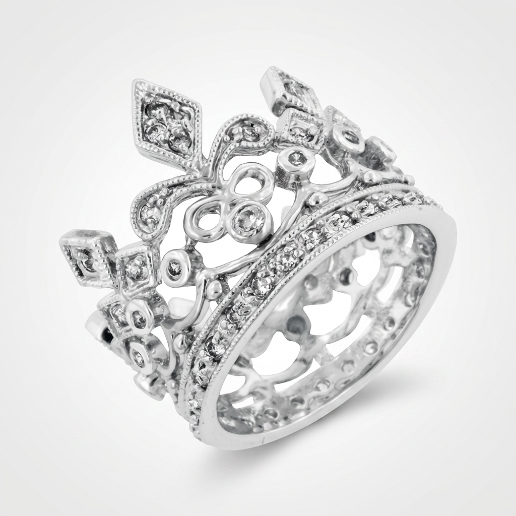 Avera Cubic Zirconia Crown Eternity Ring in Sterling Silver by Avera Group
