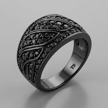 Avera Elegant Contemporary Swirl Ring In Polished Black by Avera Group
