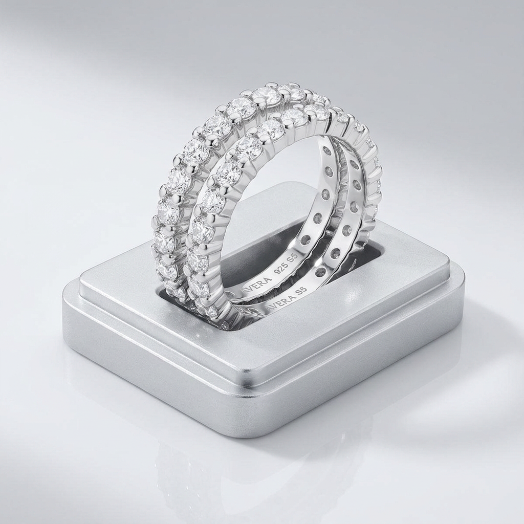 Avera Delicate Eternity Stackable Ring Set in Silver by Avera Group