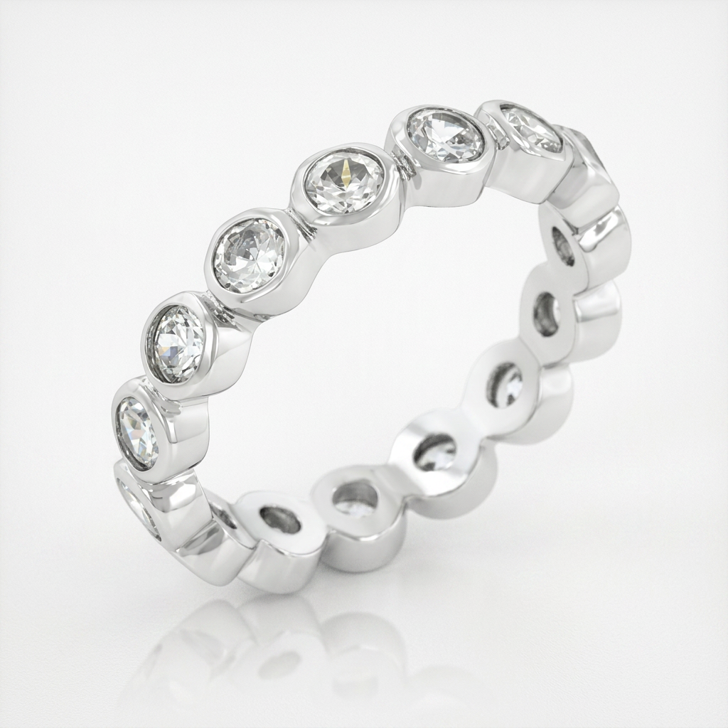 Avera Linked Bezel Eternity Band in Polished Silver by Avera Group