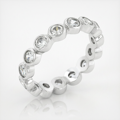 Avera Linked Bezel Eternity Band in Polished Silver by Avera Group