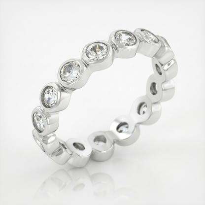 Avera Linked Bezel Eternity Band in Polished Silver by Avera Group