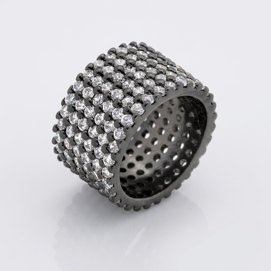 Avera Wide Pave Cubic Zirconia Ring In Black Finish by Avera Group