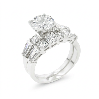 Avera Engagement Set with Large Center Stone in Sterling Silver by Avera Group