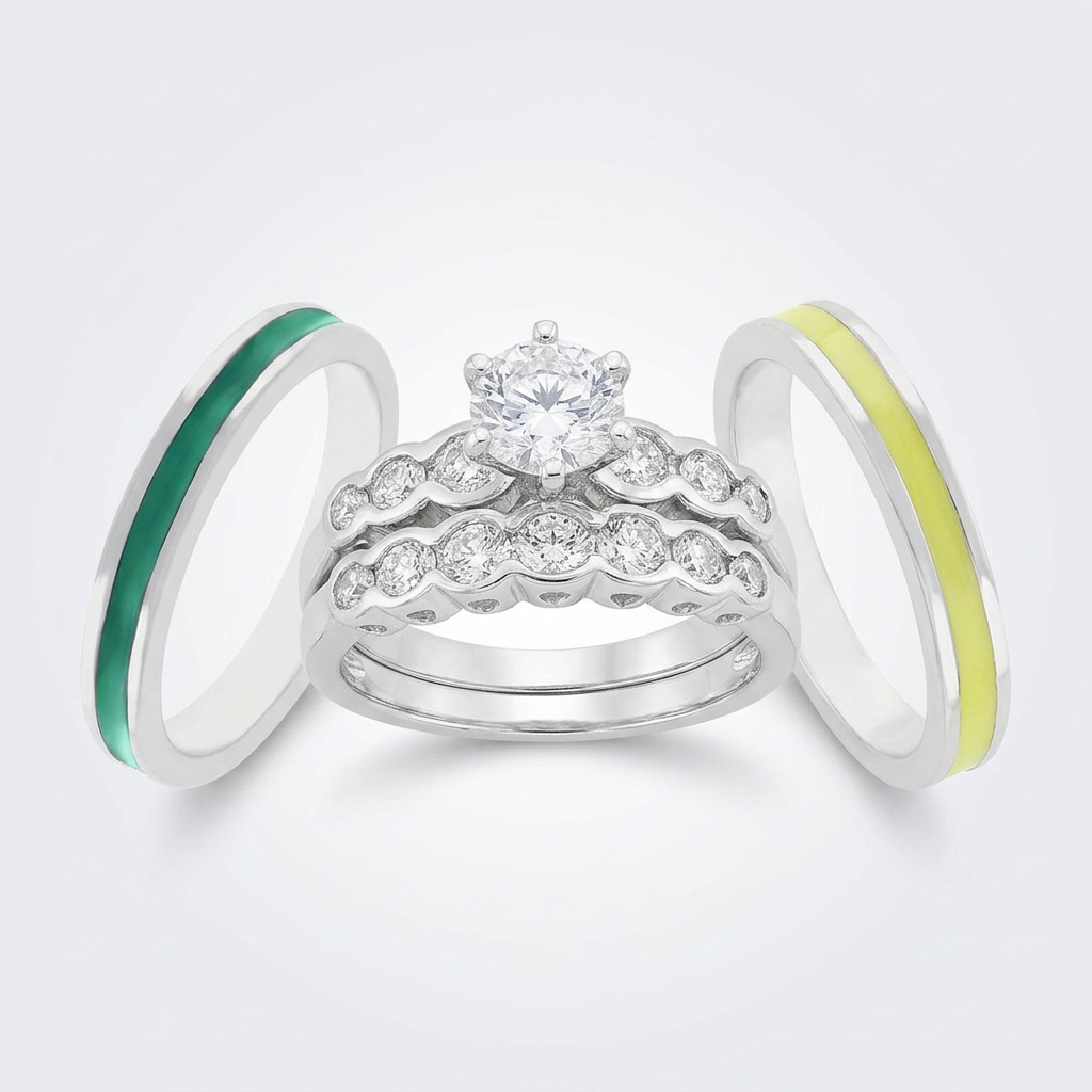 Avera Graduated Wedding Set 5 / Silver Eternity Band Collection by Avera Group