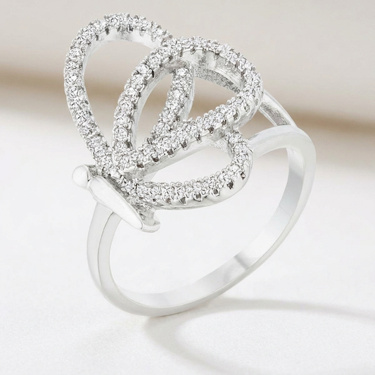 Avera Bea 0.4ct Cubic Zirconia Pave Butterfly Ring in Silver by Avera Group