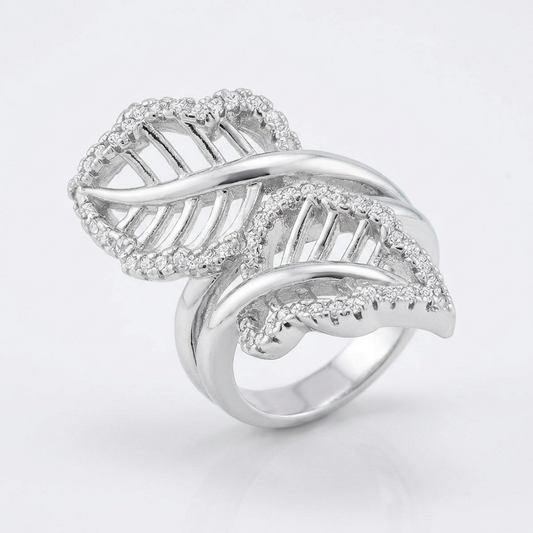 Avera Lina 0.4ct Cubic Zirconia Leaf Wrap Ring in Silver by Avera Group