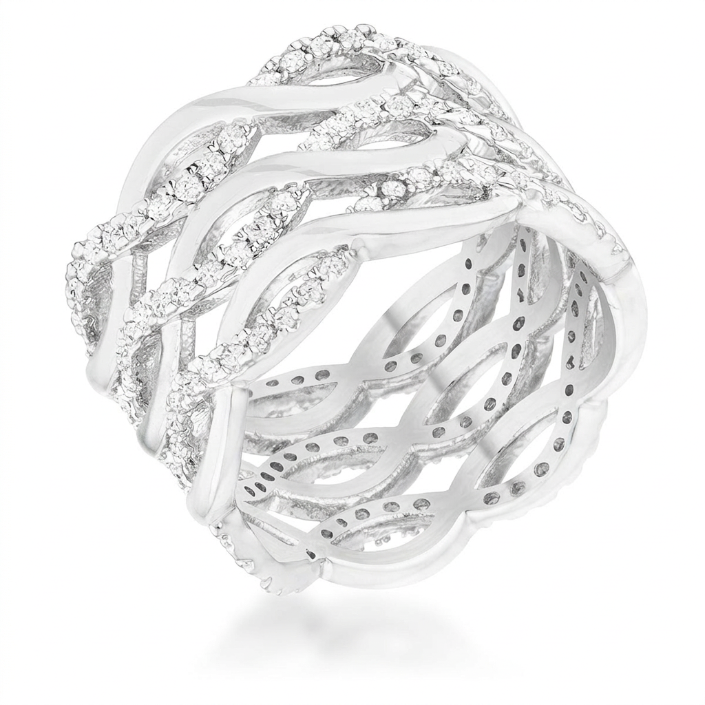 Avera Contemporary 0.88ct Cubic Zirconia Twist Wide Cocktail Ring by Avera Group