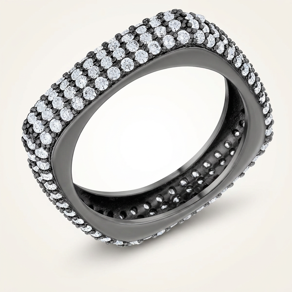 Avera Jana 1.29ct Cubic Zirconia Hematite Square Band Ring by Avera Group