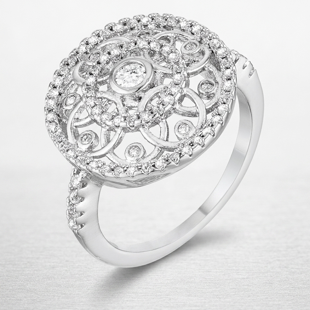 Avera Interlocking Circles Ring with Cubic Zirconia in Silver by Avera Group