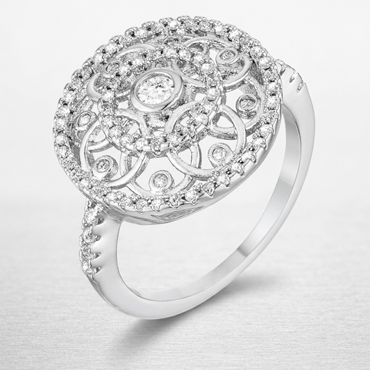 Avera Interlocking Circles Ring with Cubic Zirconia in Silver by Avera Group
