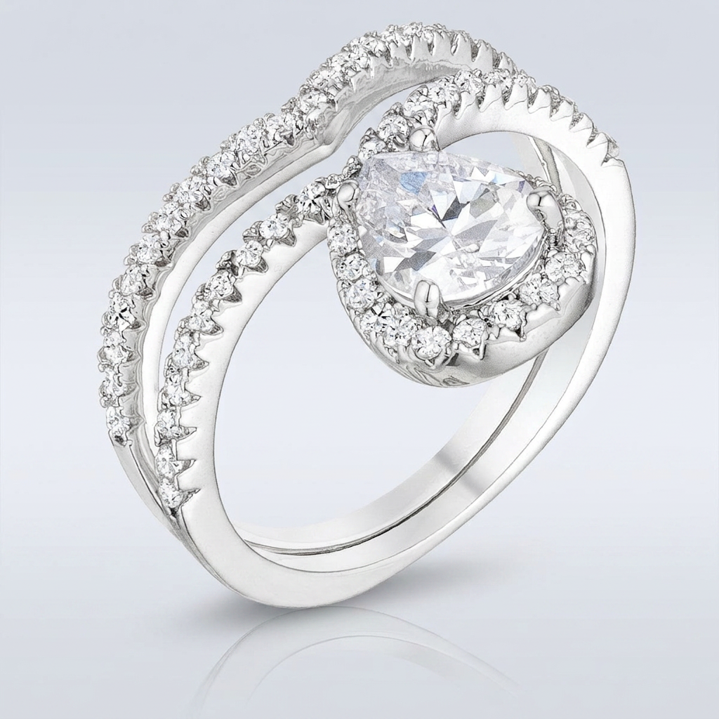 Avera 1.75Ct Chevron Wedding Set With Cubic Zirconia by Avera Group