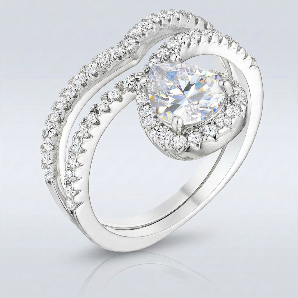 Avera 1.75Ct Chevron Wedding Set With Cubic Zirconia by Avera Group