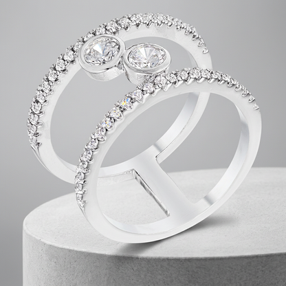 Avera .86Ct Plated Floating Bubbles Cz Ring by Avera Group