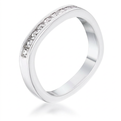 Avera .9Ct Channel Set Princess Cut Plated Square Shaped Stackable Band by Avera Group