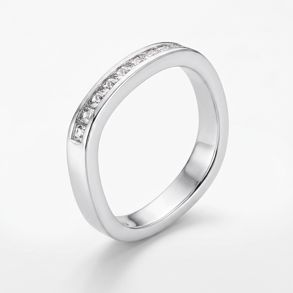 Avera .9Ct Channel Set Princess Cut Plated Square Shaped Stackable Band by Avera Group