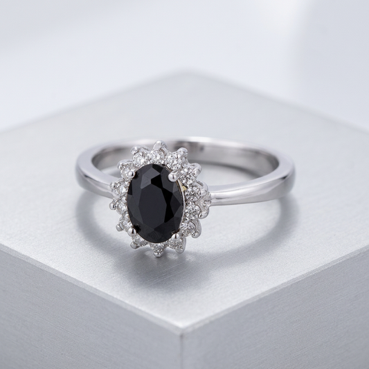 Avera Petite Oval Ring With Black Cubic Zirconia by Avera Group