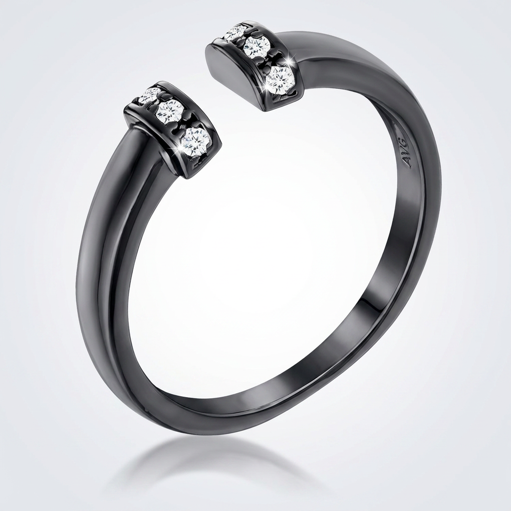 Avera Hematite Petite Cz Open Cuff Ring by Avera Group