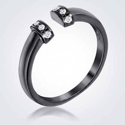 Avera Hematite Petite Cz Open Cuff Ring by Avera Group