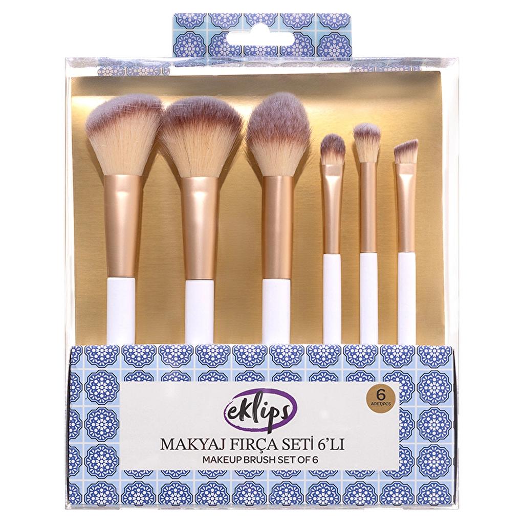 Eklips 6-Piece Makeup Brush Set for Flawless Application by Beauty Care Bag