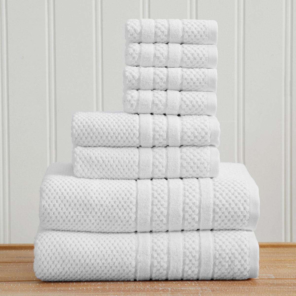 Great Bay Home Giuliana checkered jacquard cotton bath towel set