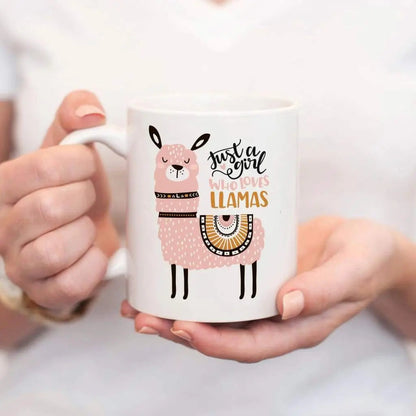 Llama Coffee Mug - Just a Girl Who Loves Llamas Gift by Joyful Moose