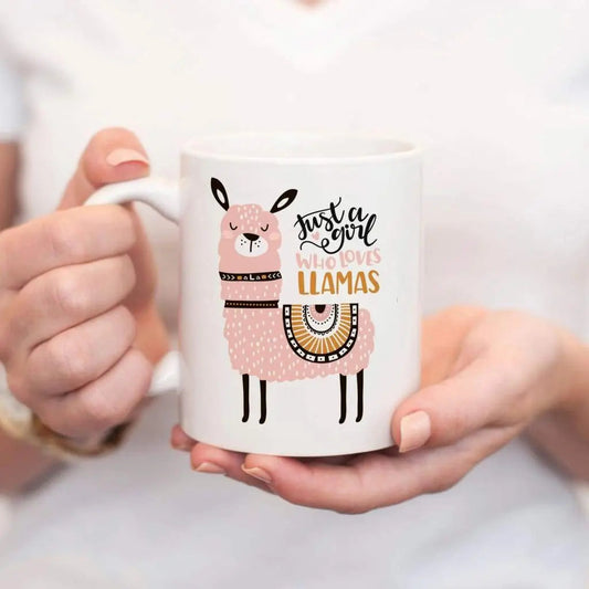 Llama Coffee Mug - Just a Girl Who Loves Llamas Gift by Joyful Moose