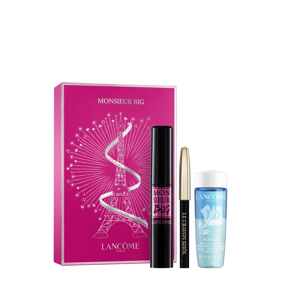 Lancome Monsieur Big Mascara Set with Eyeliner & Bi-Facil 3-Piece Set by Beauty Care Bag