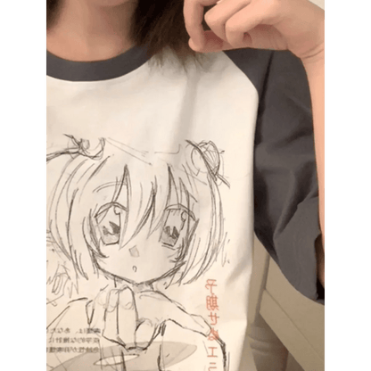 Loose Fit Cartoon Print T-Shirt HarajukuWomen T-shirtsTorqelo.com