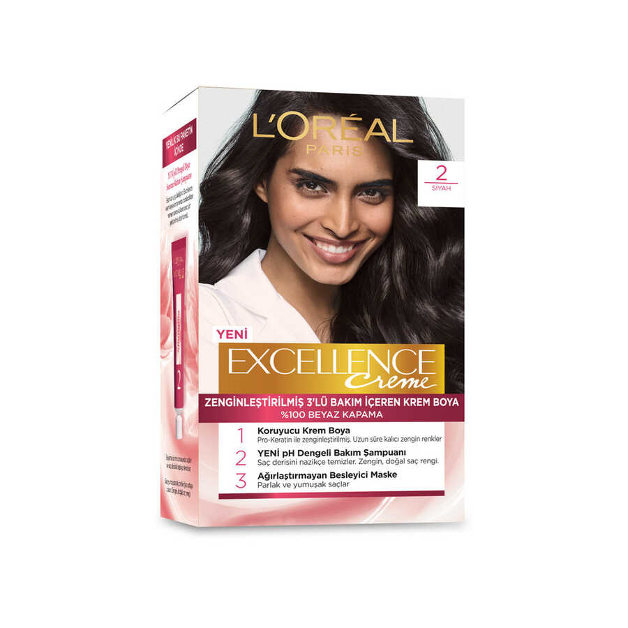 L'Oreal Paris Excellence Creme Permanent Hair Dye 2 Black by Beauty Care Bag