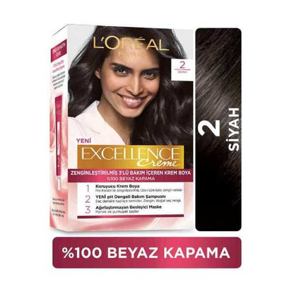 L'Oreal Paris Excellence Creme Permanent Hair Dye 2 Black by Beauty Care Bag