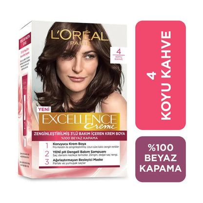 Loreal Excellence Creme Hair Dye 4 Dark Brown 1 PackHair CareTorqelo.com