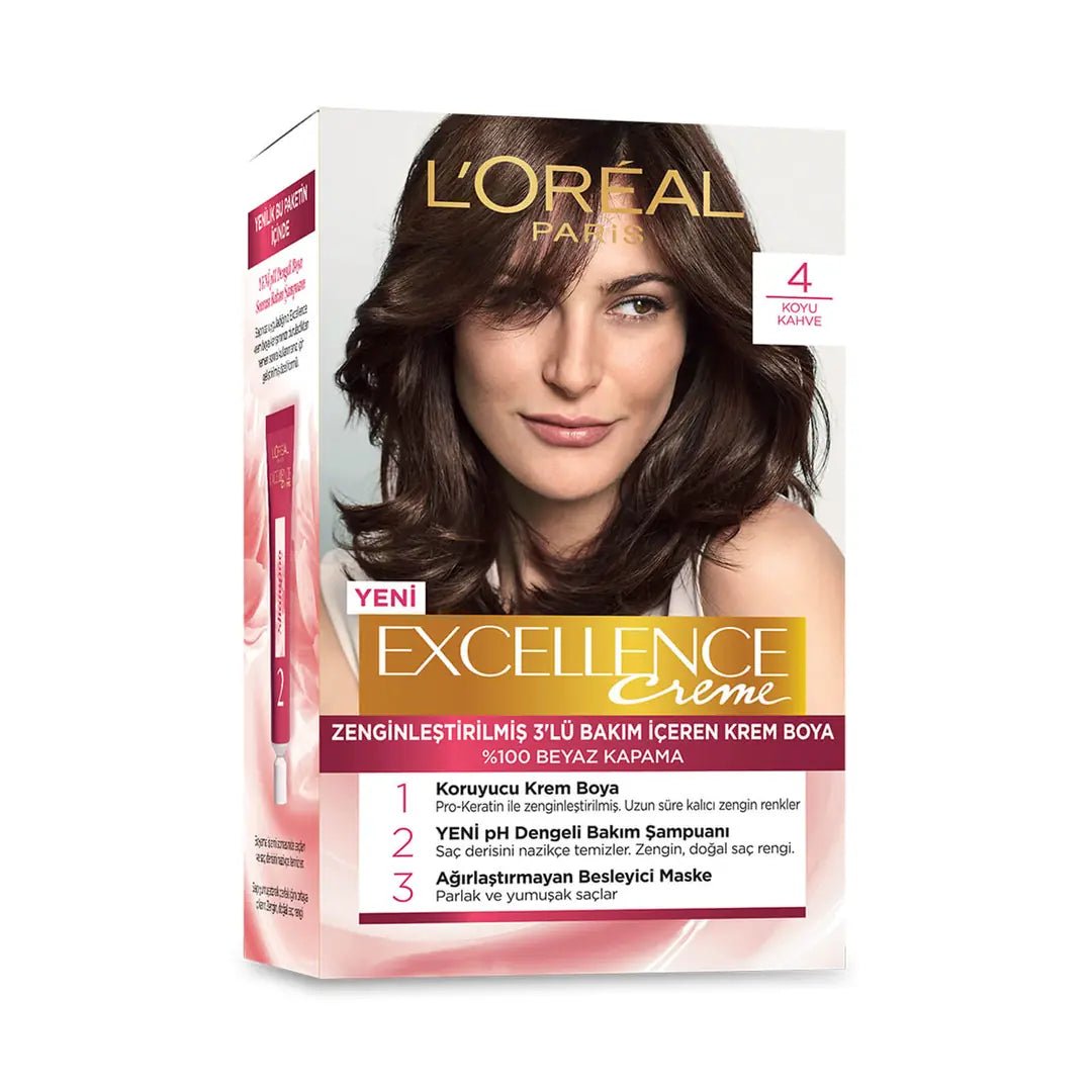 Loreal Excellence Creme Hair Dye 4 Dark Brown 1 PackHair CareTorqelo.com