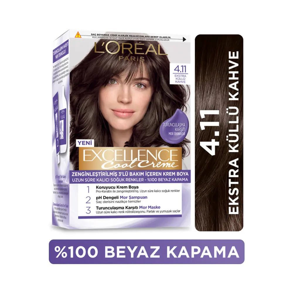 L'Oreal Paris Excellence Cool Creme 4.11 Extra Cool BrownHair CareTorqelo.com